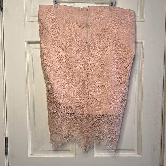 Lined Blush Pink Lace Pencil Skirt - Torrid Size 1 Plus - Picture 2 of 8